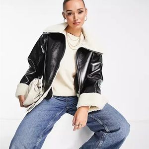 asos black sherpa jacket